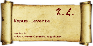 Kapus Levente névjegykártya